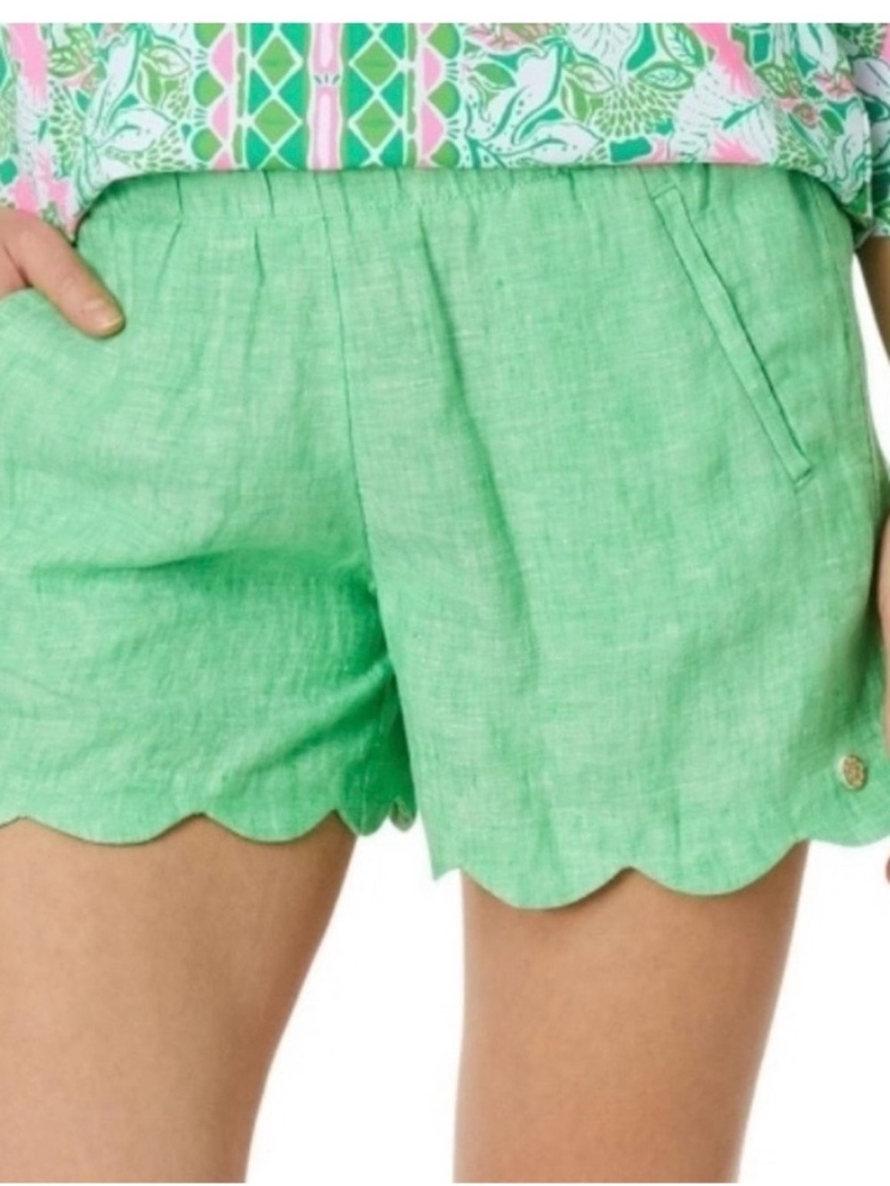NWT Lilly Pulitzer Brea Linen Shorts XS green